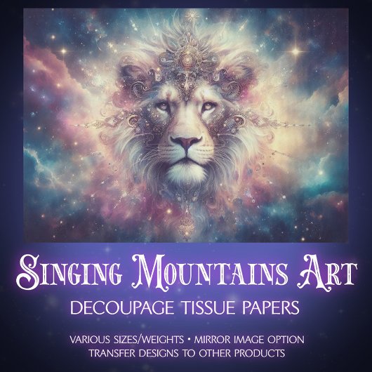 Majestic Celestial King Lion Decoupage Tissuepapier