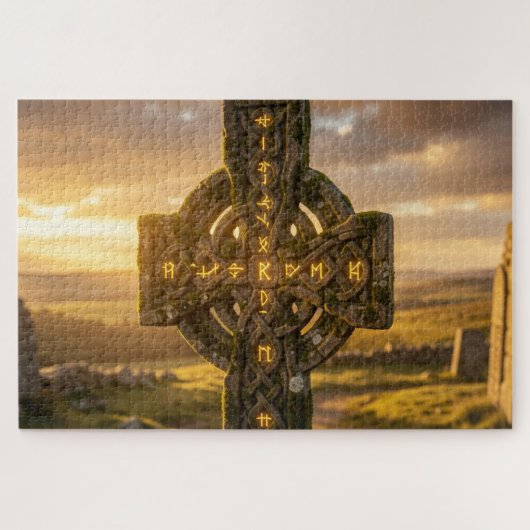 Majestic Celtic Stone Cross Jigsaw Puzzle Legpuzzel (Horizontaal)