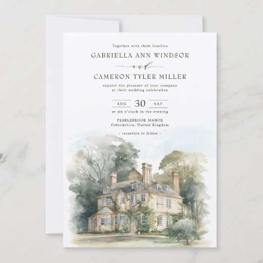 Majestic Chateau English Manor Destination Wedding Kaart (Voorkant)