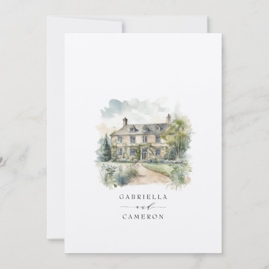 Majestic Chateau English Manor Destination Wedding Kaart (Achterkant)