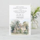 Majestic Chateau English Manor Destination Wedding Kaart (Staand voorkant)
