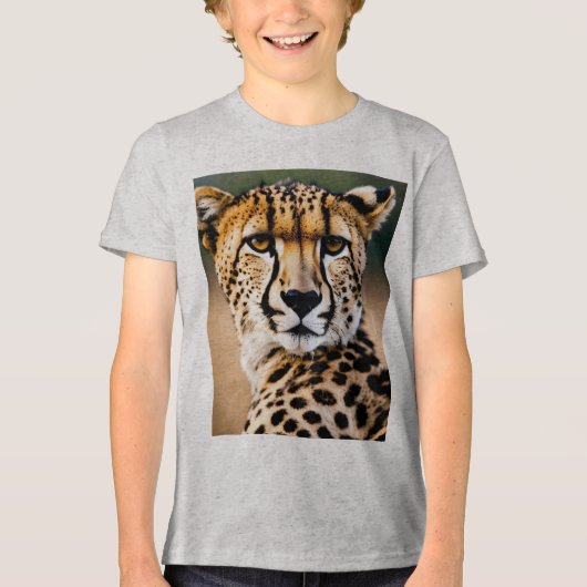 Majestic Cheetah – Speed and Grace of the Savannah Tri-Blend Shirt (Voorkant)