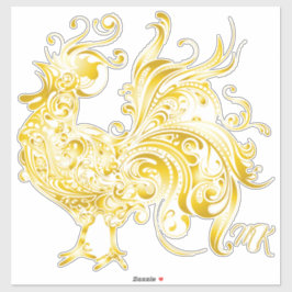 Majestic Chicken Golden Rooster Trendy Tribal Gold Sticker