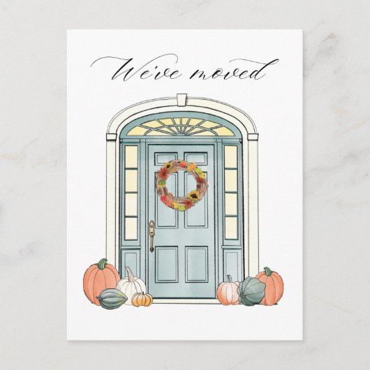 Majestic Colonial door Illustration Herfst Moving Aankondigingskaart (Voorkant)