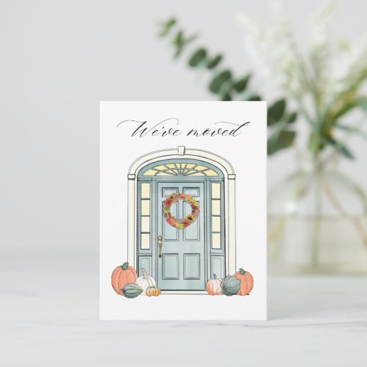 Majestic Colonial door Illustration Herfst Moving Aankondigingskaart (Staand voorkant)