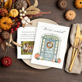 Majestic Colonial door Illustration Herfst Moving Aankondigingskaart