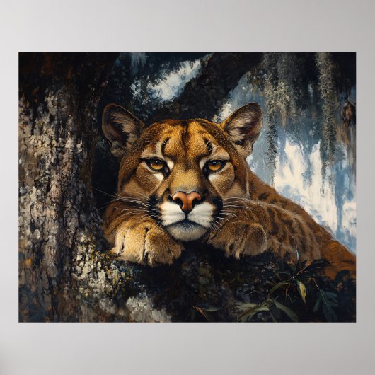Majestic Cougar in Forest Poster (Voorkant)