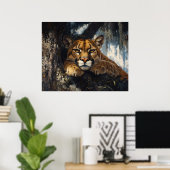 Majestic Cougar in Forest Poster (Thuiskantoor)