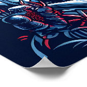 Majestic Crimson-Navy Viking bij maanlicht Poster (Hoek)