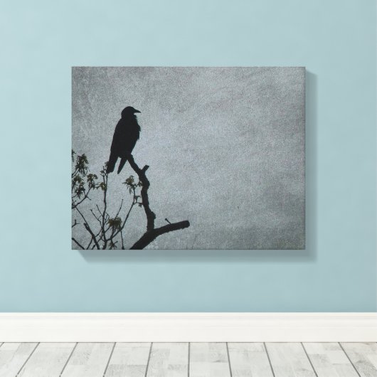 Majestic Crow Canvas Afdruk (Insitu (Houten vloer))