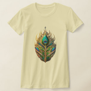 Majestic Crystal Peacock Feather Vrouwen Slim Fit T-shirt