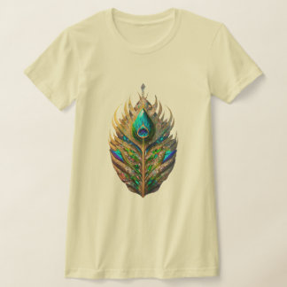 Majestic Crystal Peacock Feather Vrouwen Slim Fit T-shirt