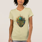 Majestic Crystal Peacock Feather Vrouwen Slim Fit T-shirt (Voorkant)