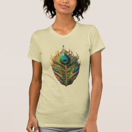 Majestic Crystal Peacock Feather Vrouwen Slim Fit T-shirt