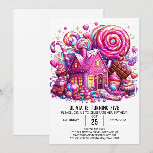 Majestic Custom Candyland Digitale Verjaardag Kaart (Voorkant / Achterkant)