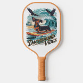 Majestic Dachshund Hond Catching a Wave Surfing Pickleball Paddle (Voorkant)