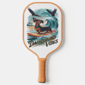 Majestic Dachshund Hond Catching a Wave Surfing Pickleball Paddle (Achterkant)