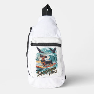 Majestic Dachshund Hond Catching a Wave Surfing Sling Bag