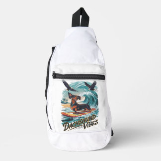 Majestic Dachshund Hond Catching a Wave Surfing Sling Bag
