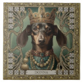 Majestic Dachshund King Gepersonaliseerde Art Deco Tegeltje (Voorkant)