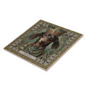 Majestic Dachshund King Gepersonaliseerde Art Deco Tegeltje (Zijkant)