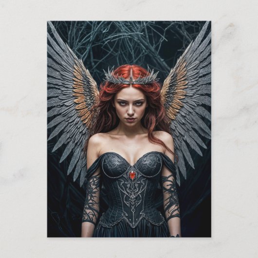 Majestic Dark Angel with Golden Wings Briefkaart (Voorkant)