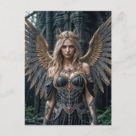Majestic Dark Angel with Golden Wings Briefkaart
