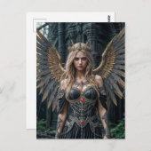Majestic Dark Angel with Golden Wings Briefkaart (Voorkant / Achterkant)
