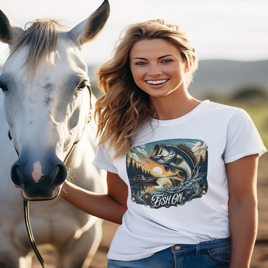 Majestic Dawn Leap Een Bass Skyward Vis Op T-shirt