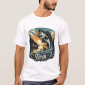 Majestic Dawn Leap Een Bass Skyward Vis Op T-shirt (Voorkant)