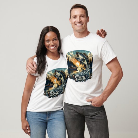 Majestic Dawn Leap Een Bass Skyward Vis Op T-shirt (Unisex)