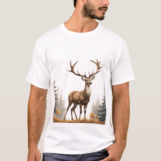 Majestic Deer: een gouden houding in de omhelzing  T-shirt (Voorkant)