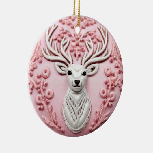Majestic Deer Embroidery Keramisch Ornament (Rechts)