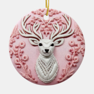 Majestic Deer Embroidery Keramisch Ornament