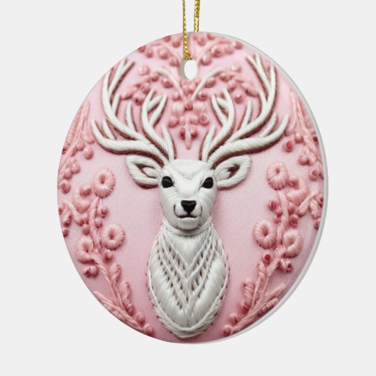 Majestic Deer Embroidery Keramisch Ornament (Links)