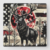 Majestic Deer Impressive Antlers Forest Natuur Vierkante Klok (Voorkant)