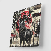 Majestic Deer Impressive Antlers Forest Natuur Vierkante Klok (Hoek)