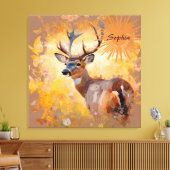Majestic Deer in a Field of Wildflowers Canvas Afdruk (Insitu (Woonkamer))
