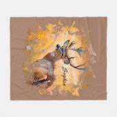 Majestic Deer in a Field of Wildflowers Fleece Deken (Voorkant (Horizontaal))