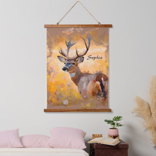 Majestic Deer in a Field of Wildflowers Hangend Wandkleed (Slaapkamer)