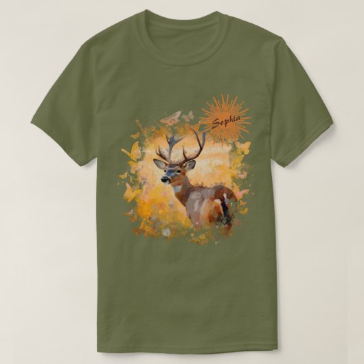 Majestic Deer in a Field of Wildflowers T-shirt (Design voorkant)