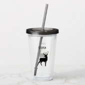 Majestic Deer met Antlers Black Silhouette Rustic Acryl Drinkbeker (Achterkant)