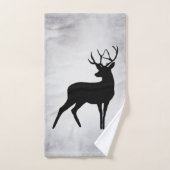 Majestic Deer met Antlers Black Silhouette Rustic Bad Handdoek (Handdoek)