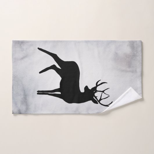 Majestic Deer met Antlers Black Silhouette Rustic Bad Handdoek (Handdoek)