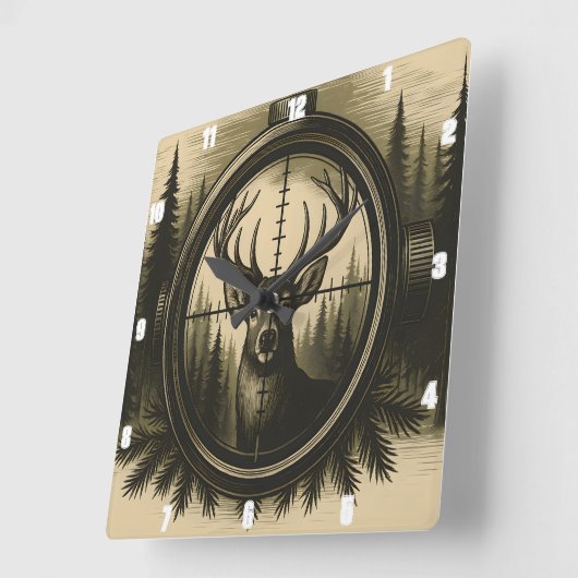 Majestic Deer Rifle Scope Forest Vierkante Klok (Hoek)