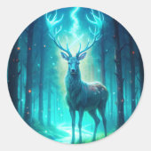 Majestic Deer Ronde Sticker (Voorkant)