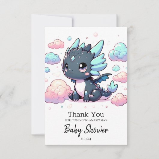 Majestic Dragon Baby shower Bedankkaart (Voorkant)