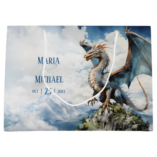 Majestic Dragon Medium Favor Bag | Keltische bruil Groot Cadeauzakje (Voorkant)