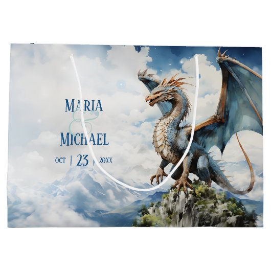 Majestic Dragon Medium Favor Bag | Keltische bruil Groot Cadeauzakje (Achterkant)