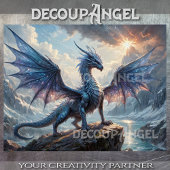 Majestic Dragon of Ice - Decoupage- Tissuepapier